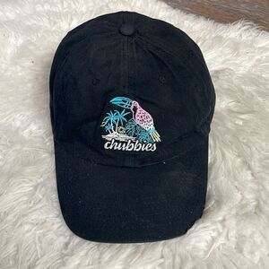 CHUBBIES Black Embroidered Parrot Palm Trees Unisex Baseball Style Cap Hat